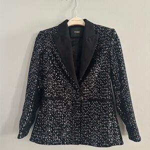 Maje Black and Silver Sequin Blazer
